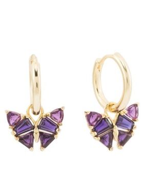 Kendra Scott Blair Butterfly Huggie Earrings Purple New